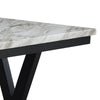 Oliver 72 Inch Dining Table With Faux Carrara Marble Top, White and Black By Casagear Home