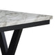 Oliver 72 Inch Dining Table With Faux Carrara Marble Top, White and Black By Casagear Home