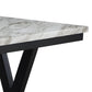 Oliver 72 Inch Dining Table With Faux Carrara Marble Top White and Black By Casagear Home BM310234