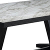 Oliver 72 Inch Dining Table With Faux Carrara Marble Top, White and Black By Casagear Home