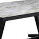 Oliver 72 Inch Dining Table With Faux Carrara Marble Top, White and Black By Casagear Home
