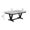 Oliver 72 Inch Dining Table With Faux Carrara Marble Top, White and Black By Casagear Home