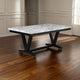 Oliver 72 Inch Dining Table With Faux Carrara Marble Top, White and Black By Casagear Home