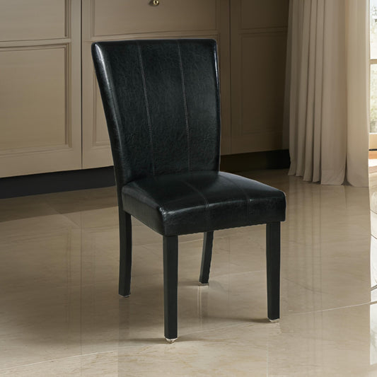 Tristan 38 Inch Side Chair Set of 2, Faux Leather, Wood Frame, Black By Casagear Home