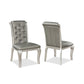 Harrison 20 Inch Side Chair Set of 2, Classic Tufted Faux Leather, Gray By Casagear Home