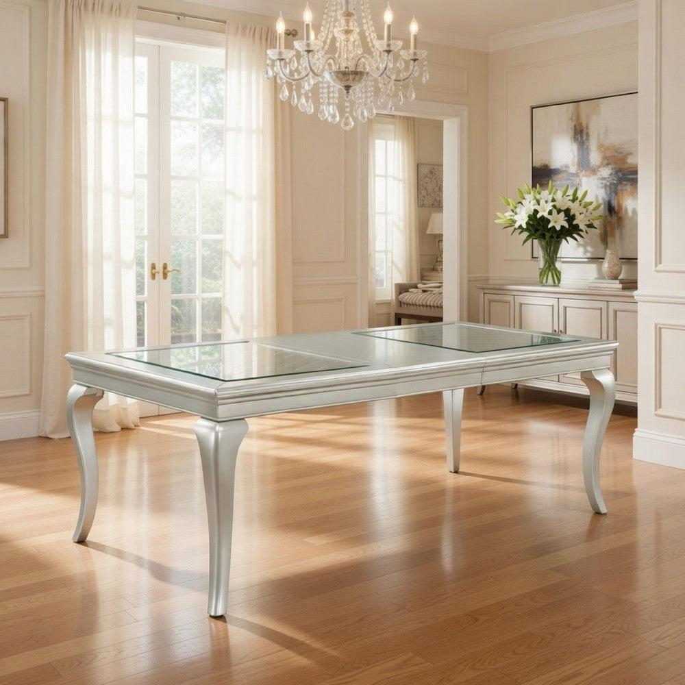 Harrison 66-84 Inch Dining Table, Extendable, Wood Cabriole Legs, Gray By Casagear Home