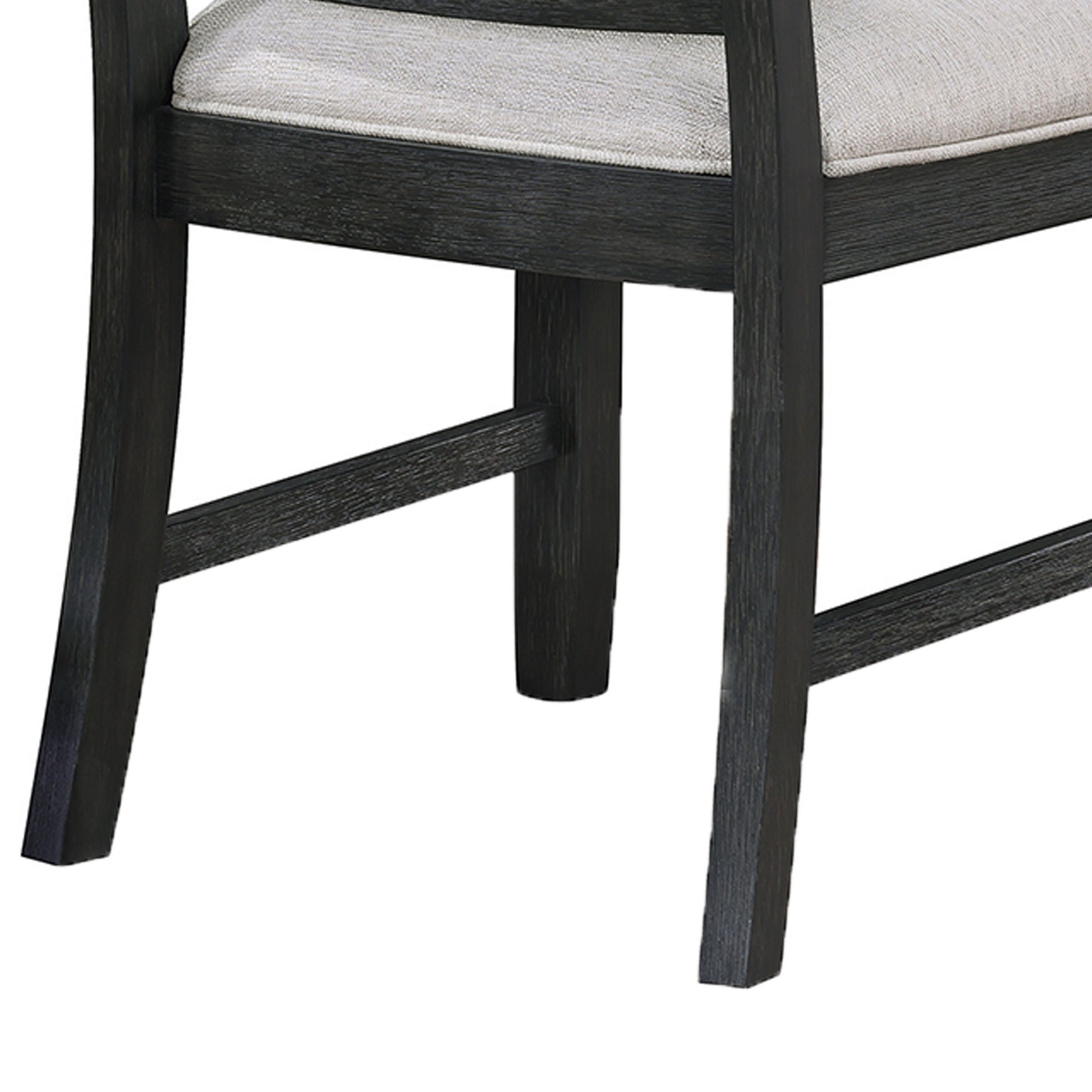 Jackson 19 Inch Side Chair Set of 2 Black Wood Frame Off White Poly Linen By Casagear Home BM310248