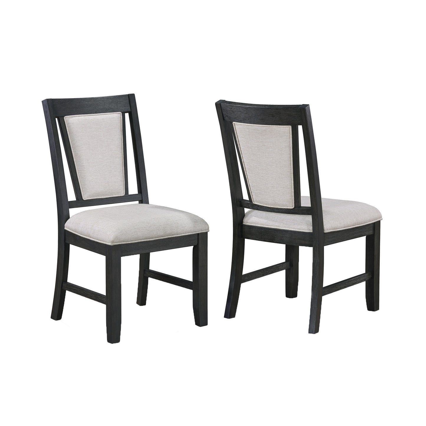 Jackson 19 Inch Side Chair Set of 2 Black Wood Frame Off White Poly Linen By Casagear Home BM310248