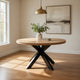 Jackson 54 Inch Dining Table, Wood Frame, Round Top, Light Gray, Dark Brown By Casagear Home