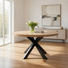Jackson 54 Inch Dining Table, Wood Frame, Round Top, Light Gray, Dark Brown By Casagear Home