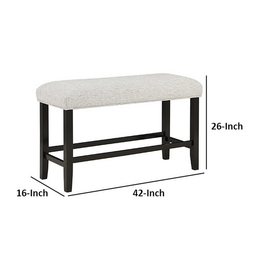 Jade 42 Inch Counter Height Bench Wood Frame Fabric Upholstery White By Casagear Home BM310256