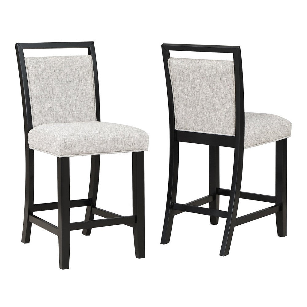 Jade 26 Inch Counter Height Dining Chair Set of 2, Upholstered, White By Casagear Home