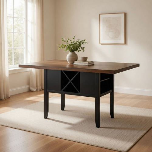 Jade 62 Inch Counter Height Dining Table, Rectangular Top, Wood, Brown By Casagear Home