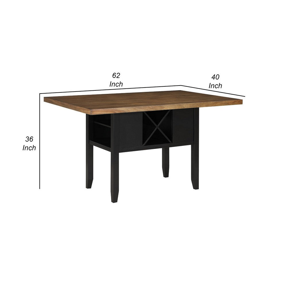 Jade 62 Inch Counter Height Dining Table Rectangular Top Wood Brown By Casagear Home BM310258