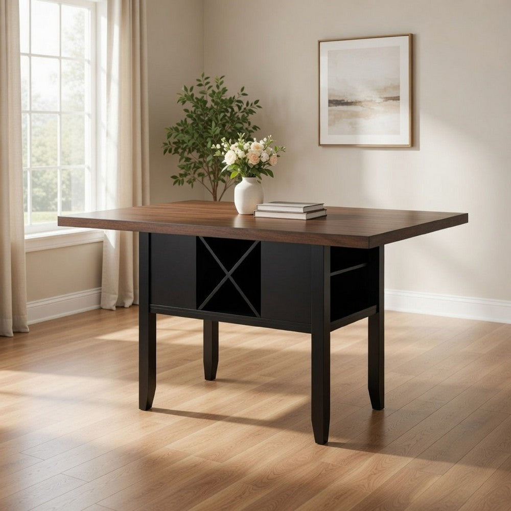 Jade 62 Inch Counter Height Dining Table, Rectangular Top, Wood, Brown By Casagear Home