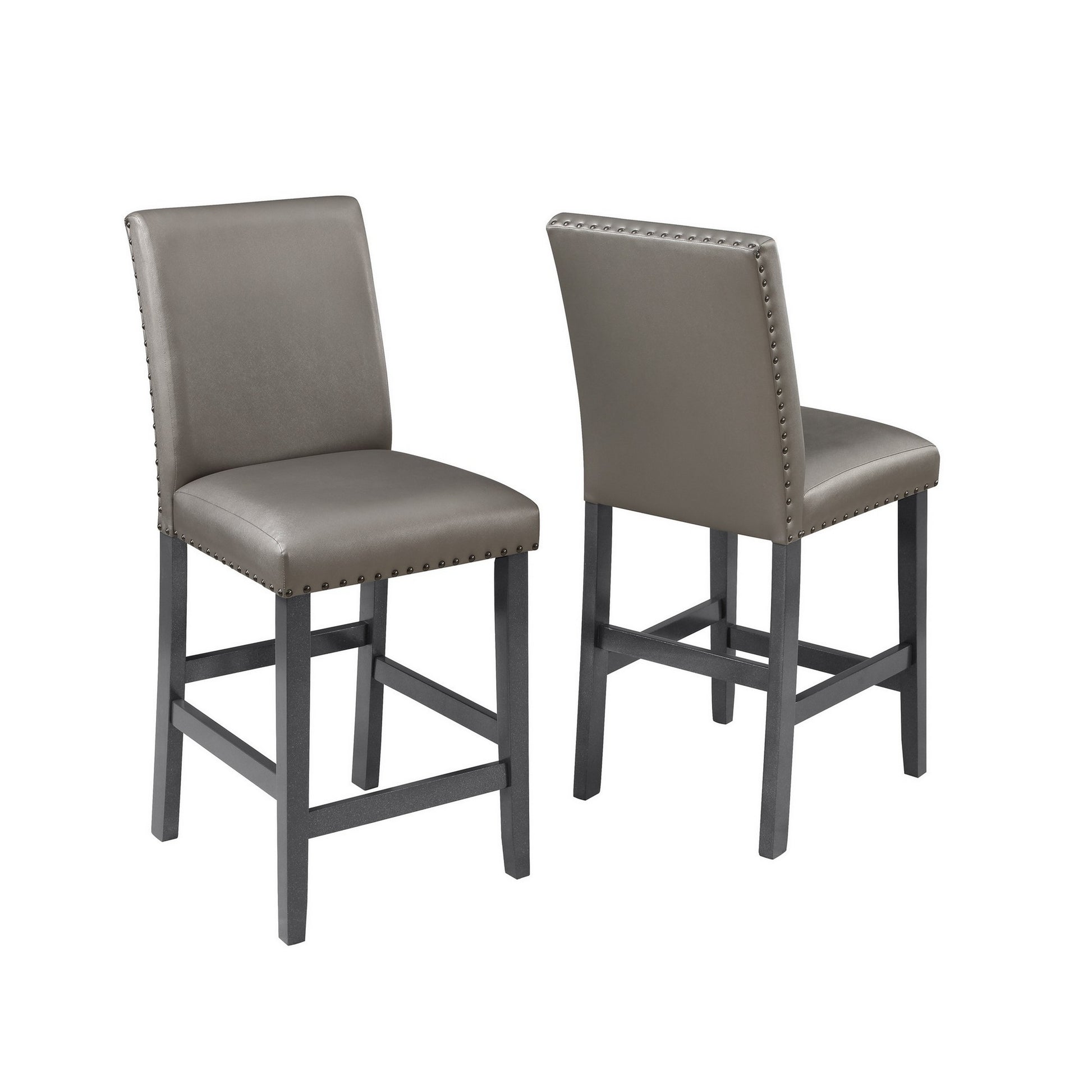 Scarlett 26 Inch Counter Height Chair Set of 2 Plush Gray Faux Leather By Casagear Home BM310259