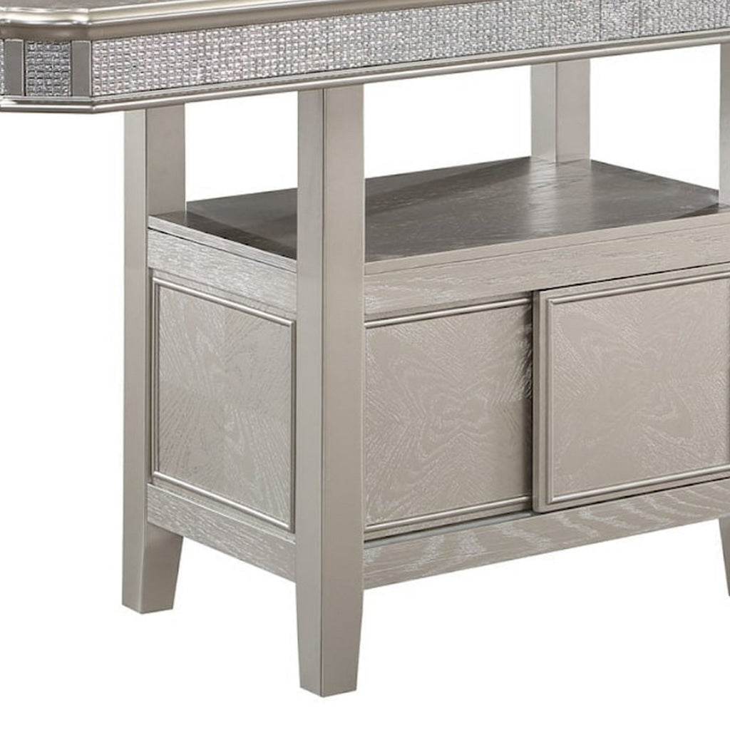 Scott 60 -72 Inch Counter Height Table Extendable Glitter Edge Gray Wood By Casagear Home BM310262