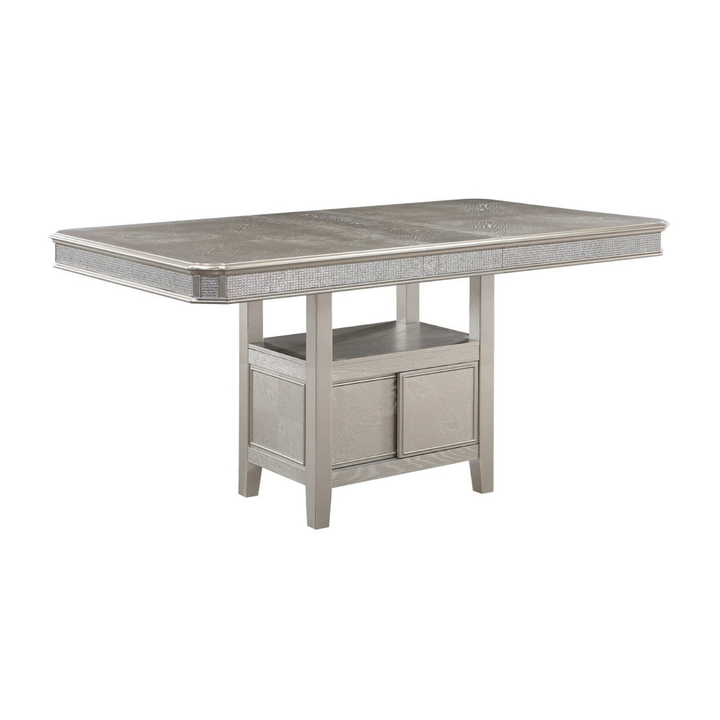 Scott 60 -72 Inch Counter Height Table Extendable Glitter Edge Gray Wood By Casagear Home BM310262