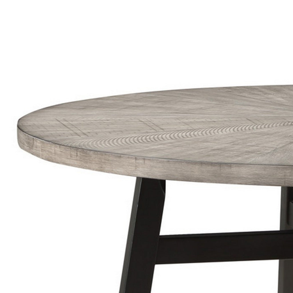 Avenue 48 Inch Counter Height Table Wood Frame Round Top Black and Gray By Casagear Home BM310263