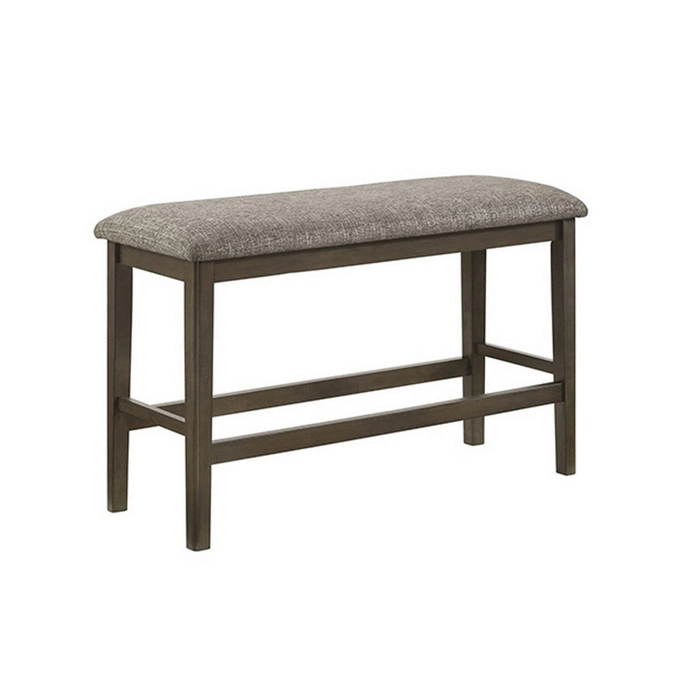 Felix 40 Inch Counter Height Bench, Wood Frame, Fabric Upholstery, Brown By Casagear Home