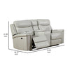 Flo 76 Inch Power Recliner Loveseat USB Nailhead Light Gray Faux Leather By Casagear Home BM310890