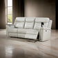 Flo 87 Inch Power Recliner Sofa, USB, Nailhead, Faux Leather, Light Gray By Casagear Home