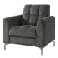 Lupe 35 Inch Chair Biscuit Tufted Chrome Legs Gray Chenille Upholstery By Casagear Home BM310892