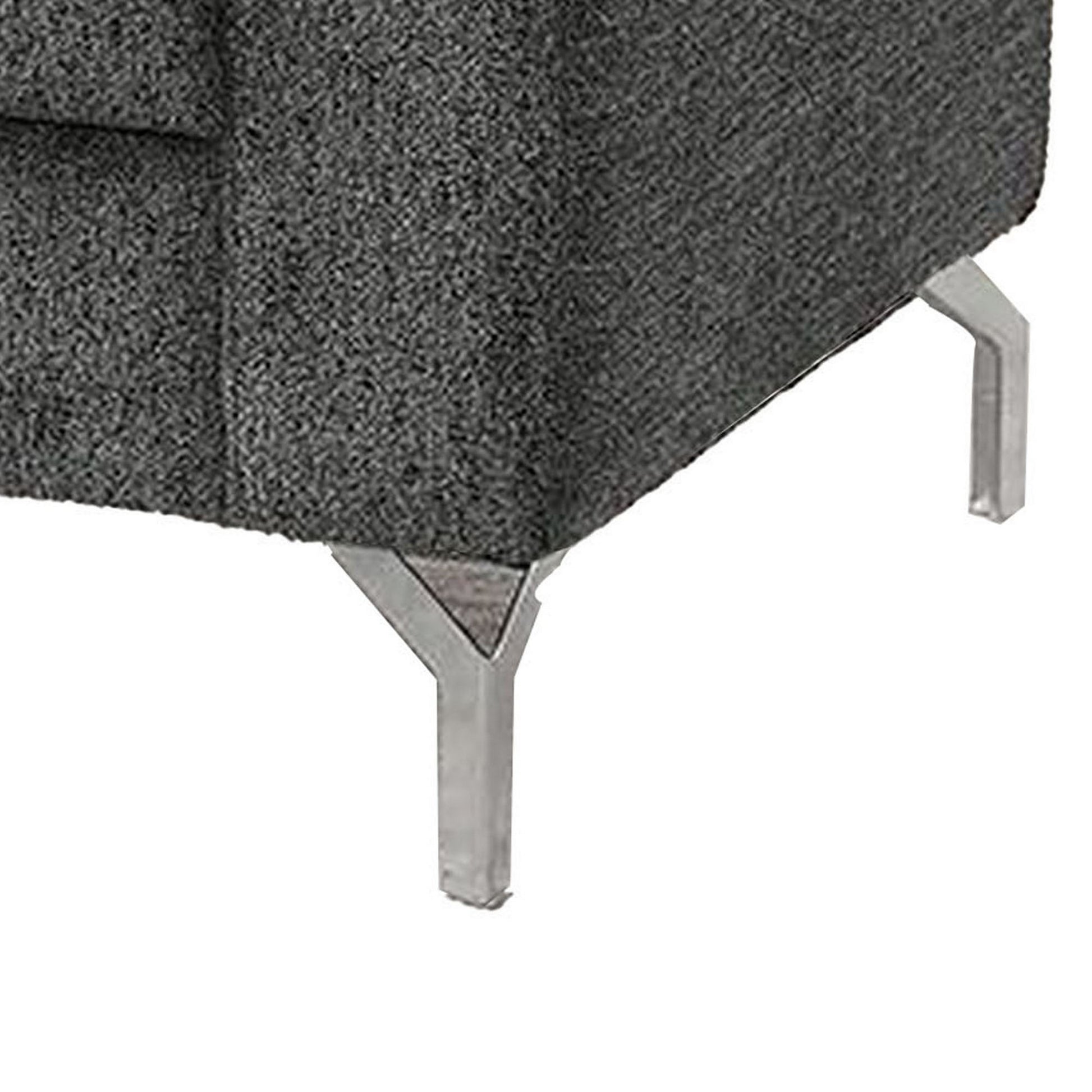 Lupe 35 Inch Chair Biscuit Tufted Chrome Legs Gray Chenille Upholstery By Casagear Home BM310892