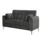 Lupe 56 Inch Loveseat Biscuit Tufted Chrome Legs Chenille Dark Gray By Casagear Home BM310893