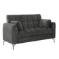 Lupe 56 Inch Loveseat Biscuit Tufted Chrome Legs Chenille Dark Gray By Casagear Home BM310893