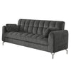 Lupe 74 Inch Sofa Biscuit Tufted Chrome Legs Chenille Dark Gray By Casagear Home BM310894