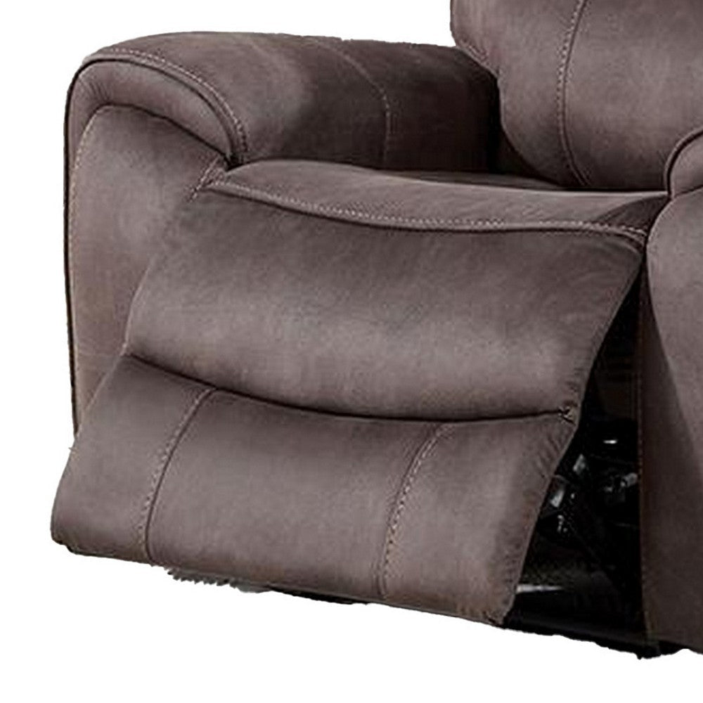 Clay 42 Inch Power Glider Recliner USB Port Soft Faux Leather Brown By Casagear Home BM310895