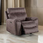 Clay 42 Inch Power Glider Recliner, USB Port, Soft Faux Leather, Brown By Casagear Home