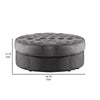 45 Inch Ottoman Round Button Tufting Hidden Legs Flannelette Gray By Casagear Home BM310901