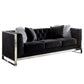 Vade 81 Inch Sofa with Pillows Stainless Steel Flannelette Black By Casagear Home BM310907