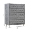 Zoha 49 Inch Tall Dresser Chest 5 Drawer Cabriole Legs Gray Upholstery By Casagear Home BM310912