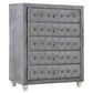 Zoha 49 Inch Tall Dresser Chest 5 Drawer Cabriole Legs Gray Upholstery By Casagear Home BM310912