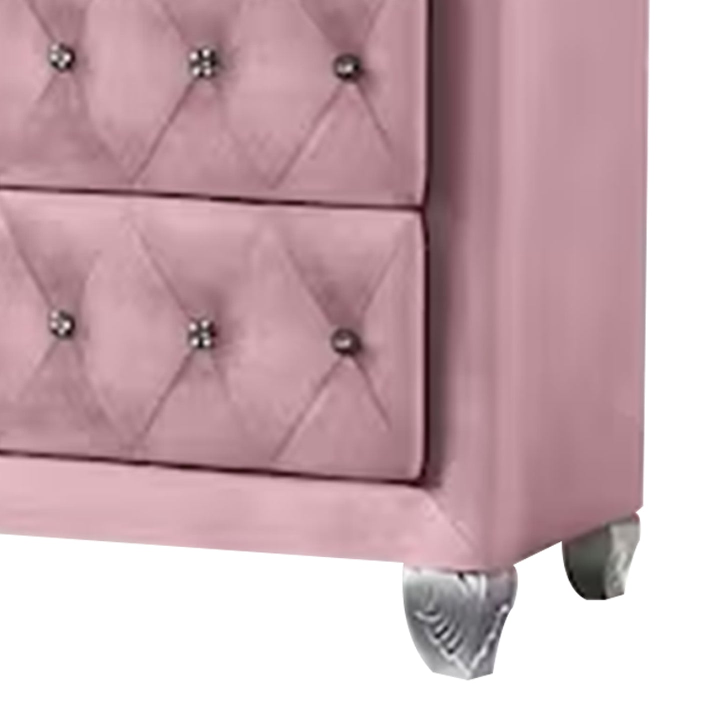 Zoha 49 Inch Tall Dresser Chest 5 Drawer Cabriole Legs Pink Upholstery By Casagear Home BM310915