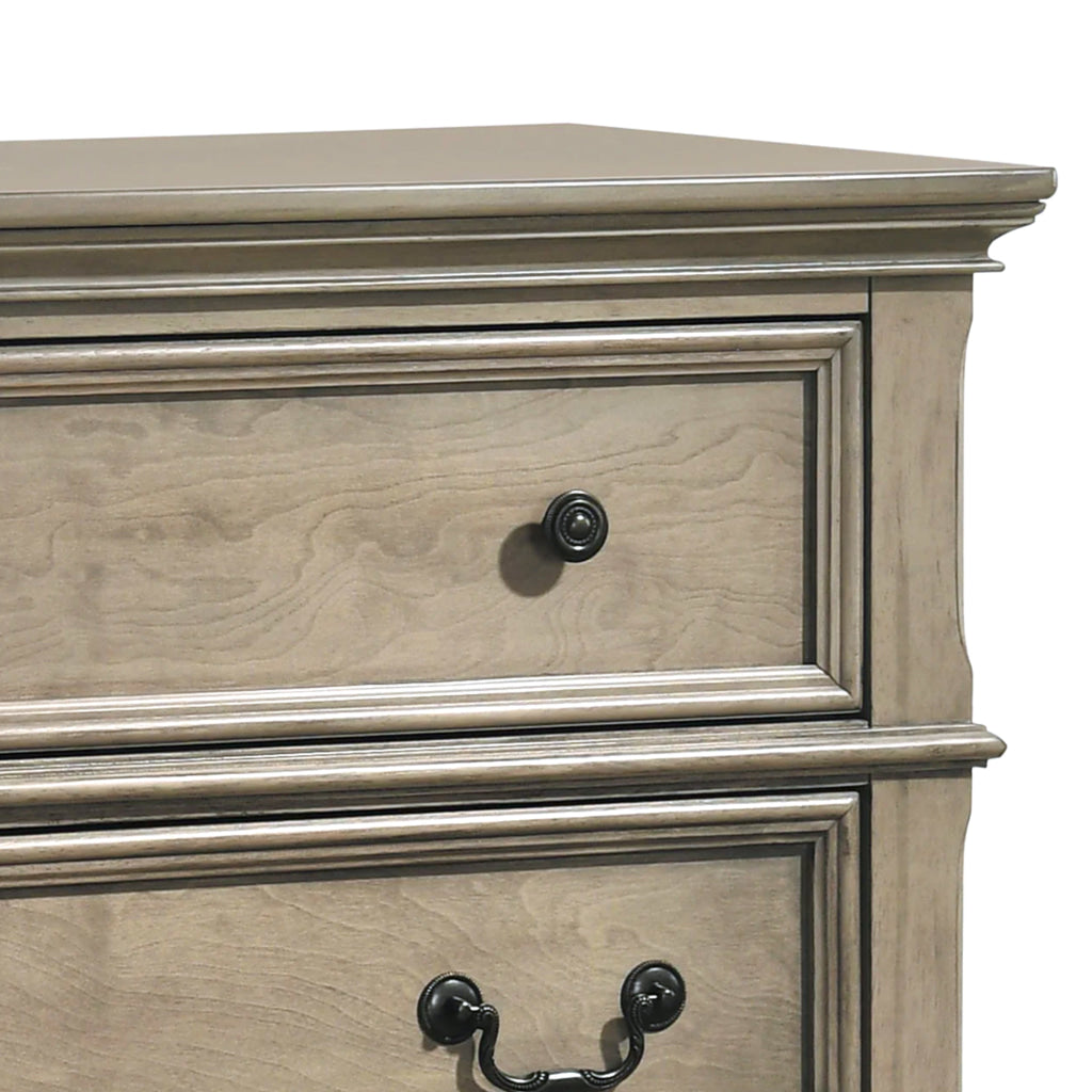 Muzan 49 Inch Tall Dresser Chest 5 Drawer Bronze Handles Antique Gray By Casagear Home BM310919