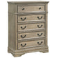 Muzan 49 Inch Tall Dresser Chest 5 Drawer Bronze Handles Antique Gray By Casagear Home BM310919