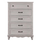 Geo 54 Inch Tall Dresser Chest 5 Drawers Bronze Accents Antique White By Casagear Home BM310920