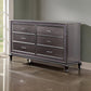 Ony 64 Inch Wide Dresser Chest 6 Drawers Chrome Graphite Gray Solid Wood By Casagear Home BM310924