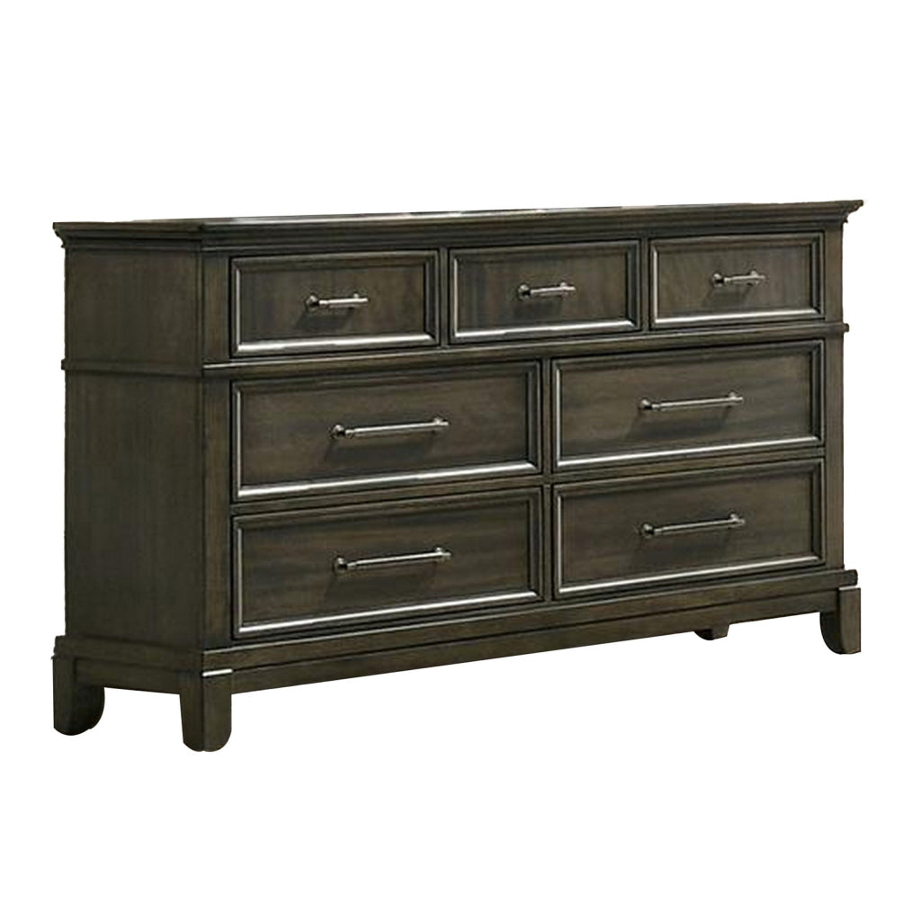 Ston 63 Inch Wide Dresser Chest 7 Drawers Pewter Handles Wood Gray By Casagear Home BM310927