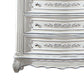 54 Inch Tall Dresser Chest 5 Drawer Marble Top Carved Design Pearl White By Casagear Home BM310929