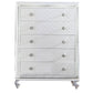 Calan 52 Inch Tall Dresser Chest 5 Drawer Texture Mirror Trim White By Casagear Home BM310937