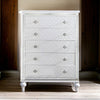 Calan 52 Inch Tall Dresser Chest 5 Drawer Texture Mirror Trim White By Casagear Home BM310937