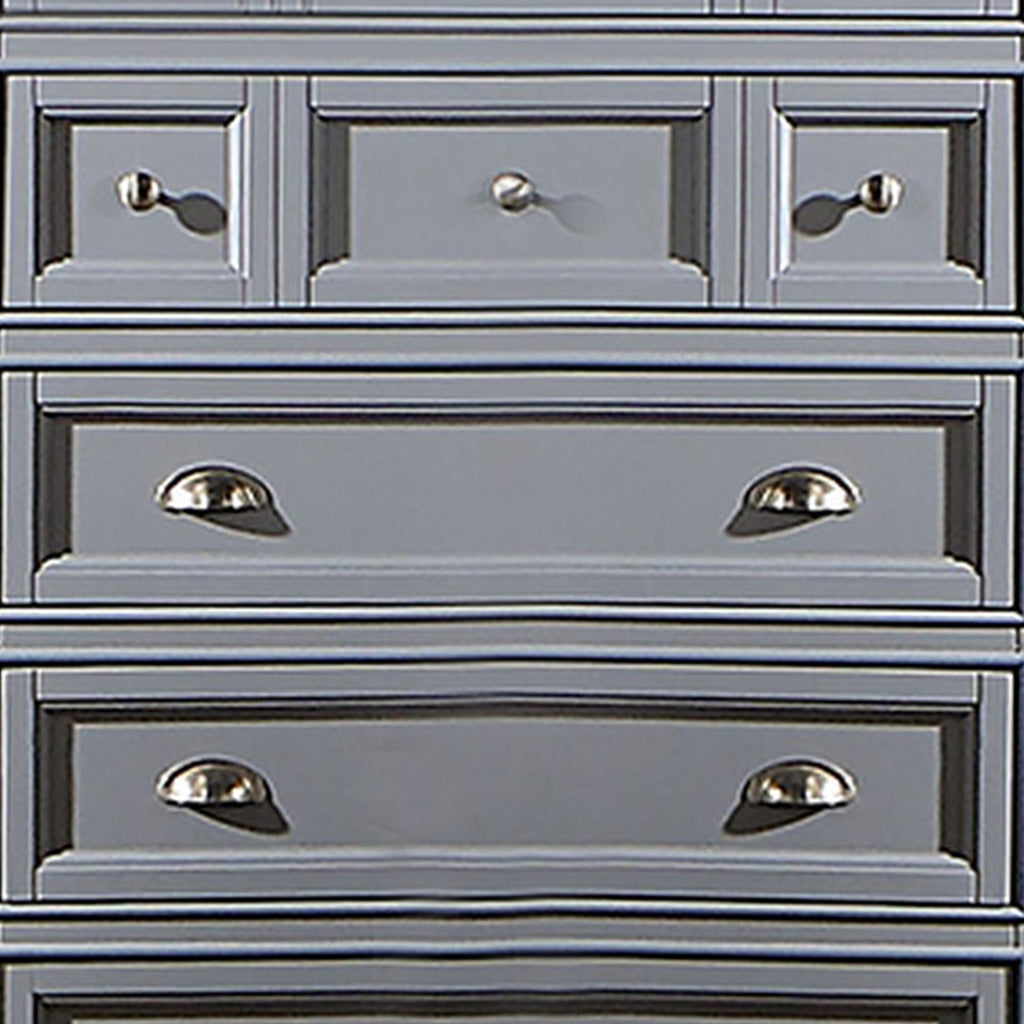 Lile 50 Inch Tall Dresser Chest 6 Drawer Crown Molding Solid Wood Gray By Casagear Home BM310940