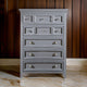 Lile 50 Inch Tall Dresser Chest, 6 Drawer, Crown Molding, Solid Wood, Gray By Casagear Home