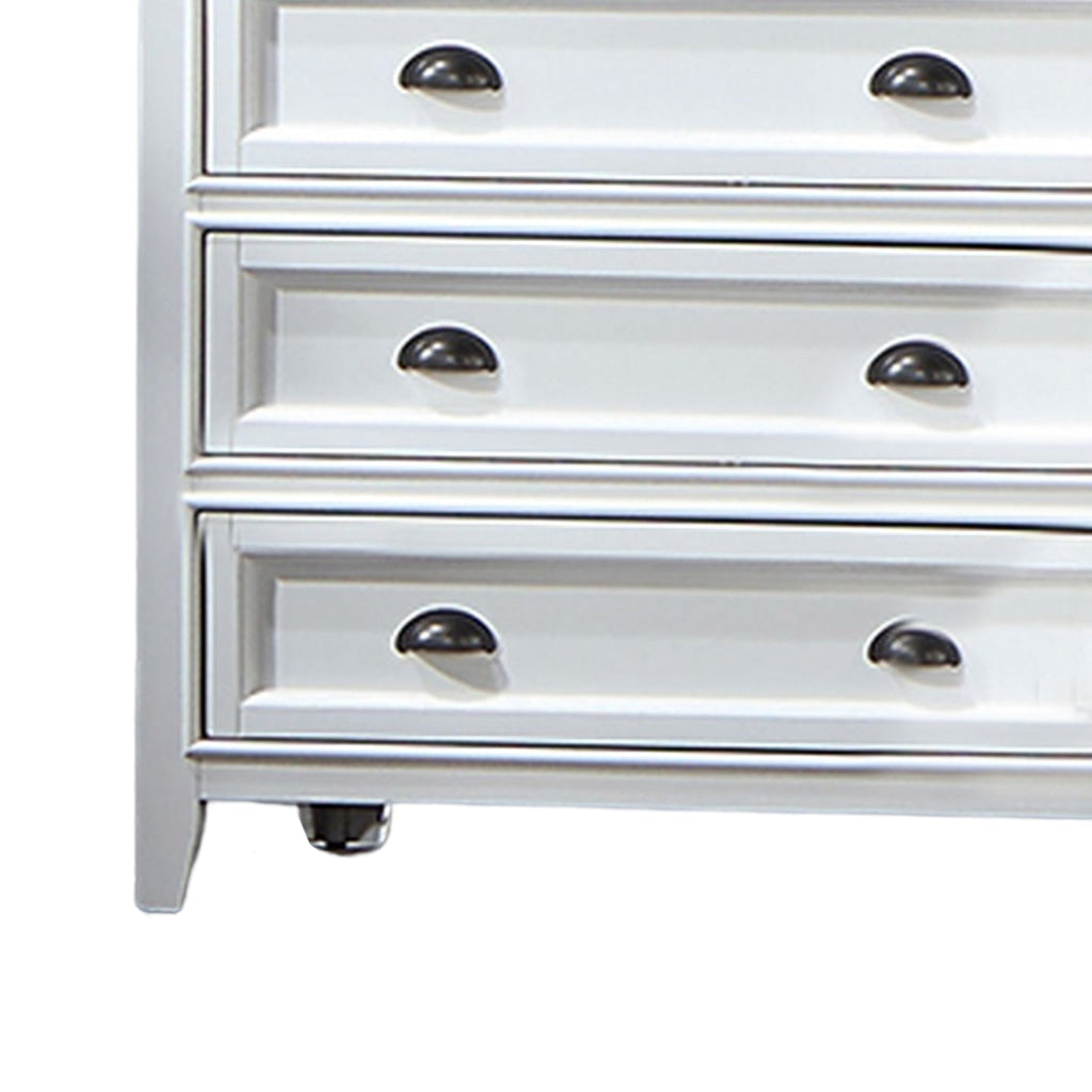 Lile 50 Inch Tall Dresser Chest 6 Drawer Crown Molding Solid Wood White By Casagear Home BM310941