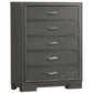 Aliso 47 Inch Tall Dresser Chest 5 Drawers Solid Wood Dark Gray Finish By Casagear Home BM310944